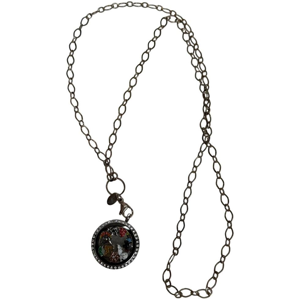 Origami Owl Locket Set Blessed 8 Charms Casper Minnie Grandma Angel Silver